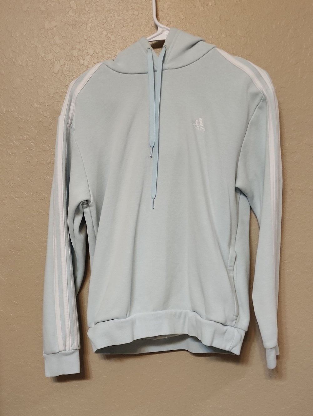 adidas Pale Blue Hoodie with White Stripes